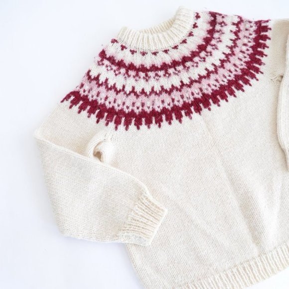 Cream Chunky Oversized  Knit Cowichan Fair Isle Icelandic Fisherman Cabincore - Picture 7 of 10